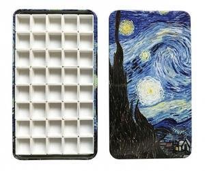 HOME AID Empty 40 Pcs Half Pans with Magnetic Stripe Watercolor Gouache Paint Travel Tin Case Palette Plastic Refills