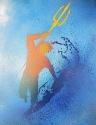 Aquaman Stenciled Graffiti Spray Paint Art Justice League Painting on Metal