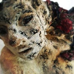 Decorative collectible, one of a kind ceramic bowl / serving plate "Antique portrait"