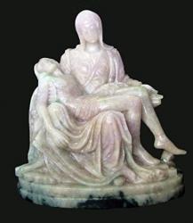 HandMade Natural BURMA LAVENDER"A" JADE Jesus & Mary Carving Sculpture (Michelangelo's Christian Pieta)
