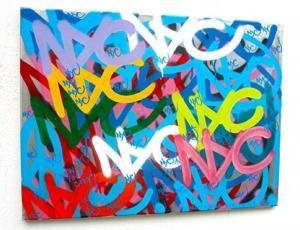 ORIGINAL Chris Riggs 24" x 18" New York love art contemporary canvas fine art painting urban pop art street art love