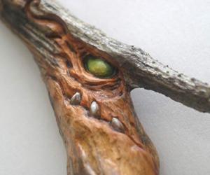 Woodcarving Wood Spirit Dragon Monster DnD Tree Face Spirit of the Woods Odd Weird Pagan Wiccan Sculpture Cabin Home Decor OOAK
