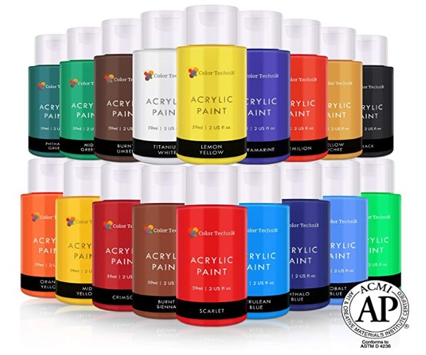 Color Technik 18 Piece Artist Quality Acrylic Paint Set