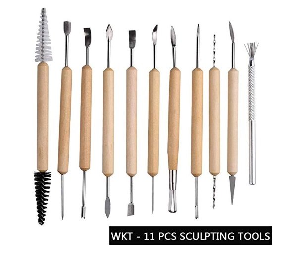 Sculpting Tools Double-Sided Ceramic Modeling Tools for Clay and Wood Sculptures Steel and Hard Wood Handles 19-Piece Pottery Carving Tools Set for Beginners Professional Art Crafts 