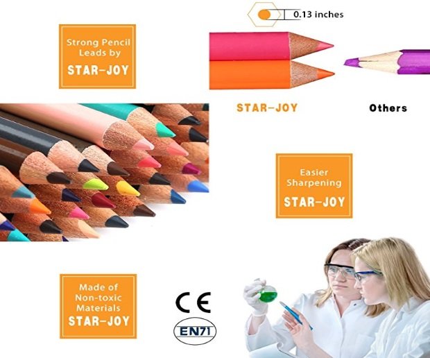 Coloring Pencils Set Coloring Book Included Sharpener Handmade Canvas Pencil Wrap ThEast 72 Colored Pencils for Adult Coloring Book Erasers Artist Soft Core Oil Based Color Pencil Sets 
