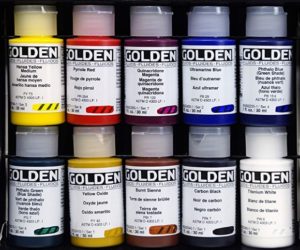 Golden Fluid Acrylic, 1 Ounce Set Of 10, Assorted Colors
