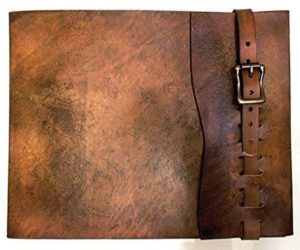 Large Refillable Leather Sketchbook with Antique Brass Metal Roller Buckle, Old World, Journal, Drawing Book