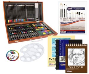 US Art Supply 82 Piece Deluxe Art Creativity Set in Wooden Case