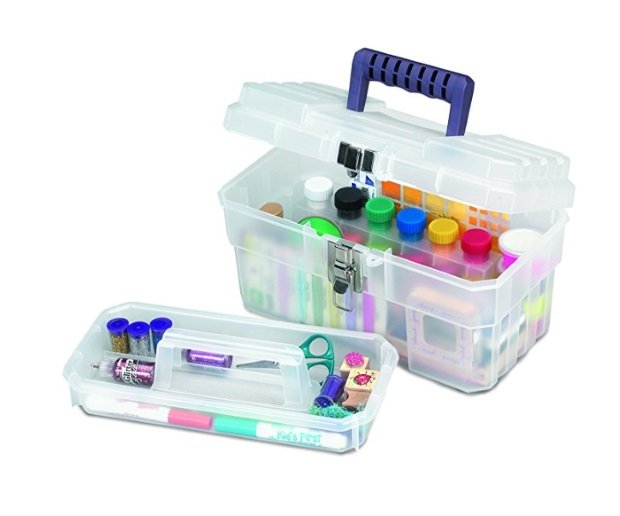14-Inch x 8-Inch x 8-Inch Clear ProBox 14-Inch Plastic Art Supply 1 Set Craft or Medical Storage Toolbox with Removable Tray, 