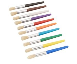 Charles Leonard Creative Arts Round Tip Paint Brushes, Short Stubby Round Handle with Hog Bristle, 7.5 Inch
