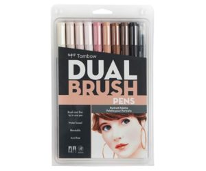 Tombow 56170 Dual Brush Pen Art Markers, Portrait, 10-Pack. Blendable, Brush and Fine Tip Markers
