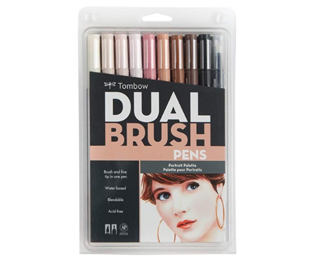 Tombow 56170 Dual Brush Pen Art Markers, Portrait, 10-Pack. Blendable, Brush and Fine Tip Markers