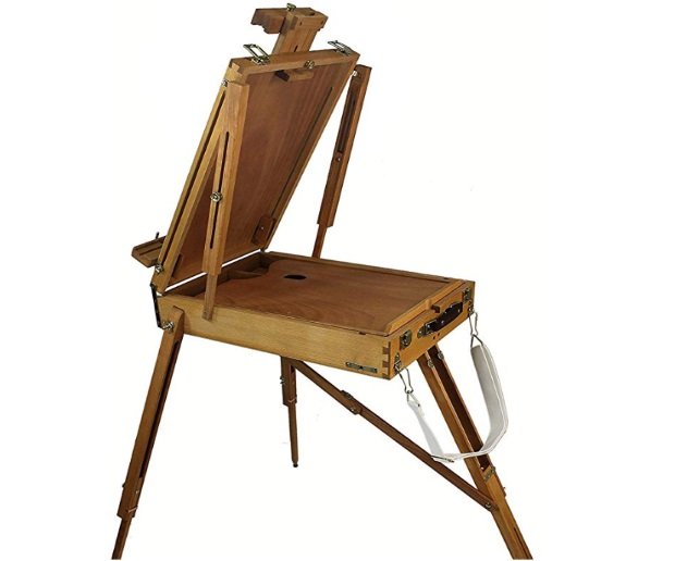 Art Set with HARDWOOD French Easel, Paints, Stretched Canvases