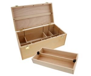 US Art Supply Artist Wood Pastel, Pen, Marker Storage Box with Drawer