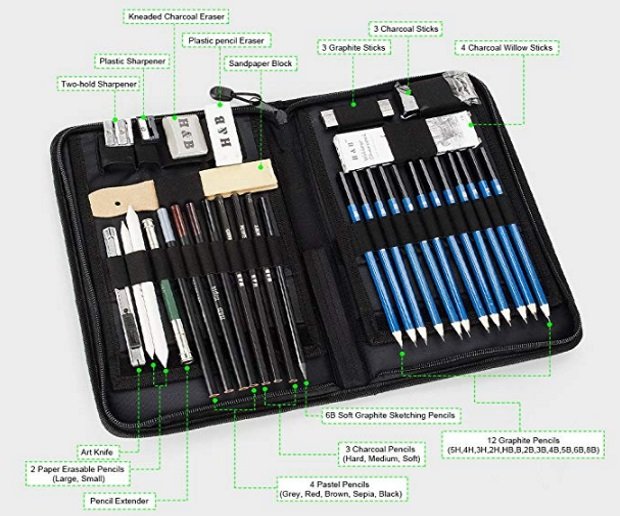 40 Pieces Art Supplies Sketch Set