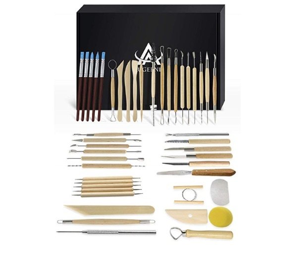 Aisamco 40 Pcs Ceramic Clay Tools Kit Pottery Sculpting Tools Set for Beginners Professional Art Crafts Wood and Steel Schools and Home Safe for Kids