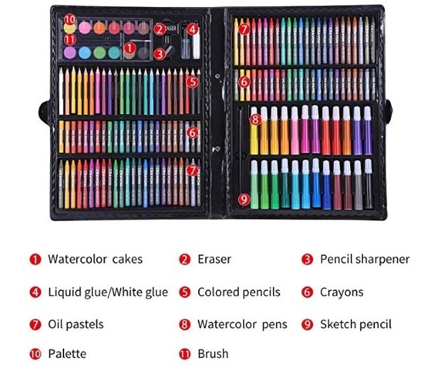 US Art Supply 82 Piece Deluxe Art Creativity Set in Wooden Case