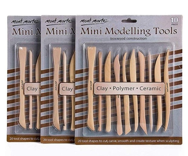 Selection of Clay Tools to Create Texture Mont Marte Clay Tool Set Earthenware and Air Dry Clay. Cut and Carve Clay Suitable for Use with Polymer 11 Piece Smooth 